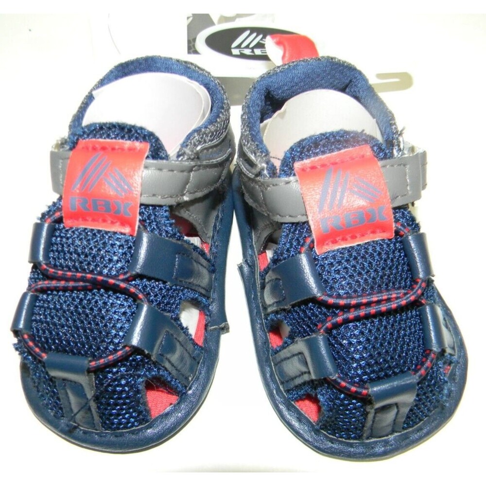 RBX Infant Close Toe Sandals Shoes Size 2 Boys Navy Blue Red NWT Crib Shoes